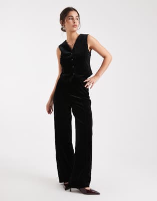 Vero Moda - Elegante Hose aus Samt in Schwarz mit Frontnaht, Kombiteil