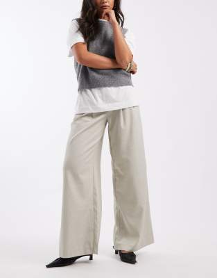 Vero Moda - Elegante Hose in meliertem Creme mit Bundfalten und weitem Bein-Neutral