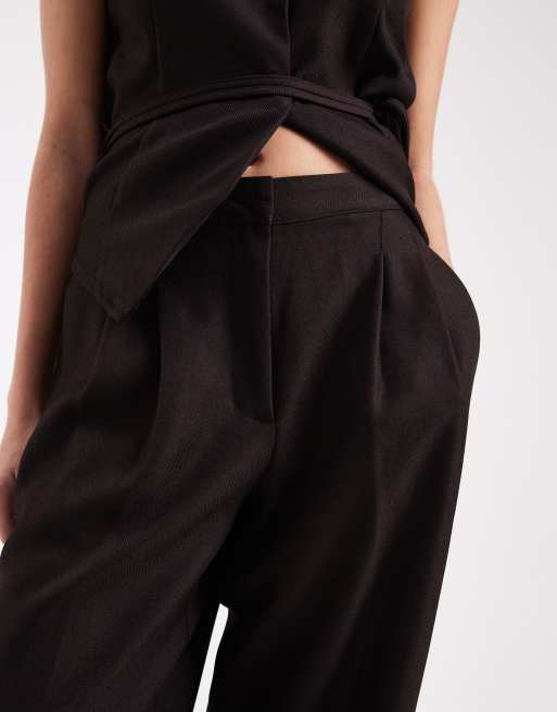 Vero Moda – Elegante Hose in Schokobraun mit Bügelfalte und weitem Bein, Kombiteil, 3 von 5