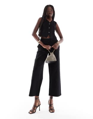 Vero Moda - Elegante Hose in Schwarz mit weitem Bein und Tunnelzug, Kombiteil