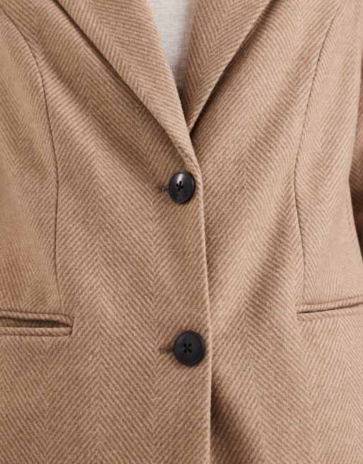 Vero Moda - Elegante jas van wolmix jas in taupe bruin visgraatmotief, 3 van 4