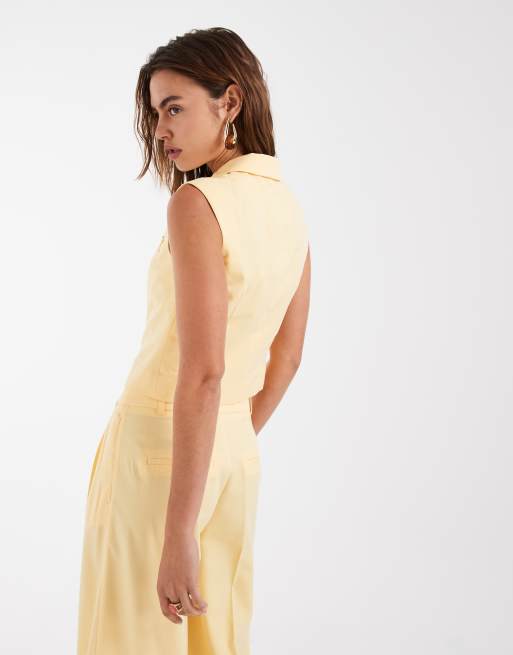 Vero Moda – Elegante, kastige Weste in Goldgelb, Kombiteil, 3 von 4