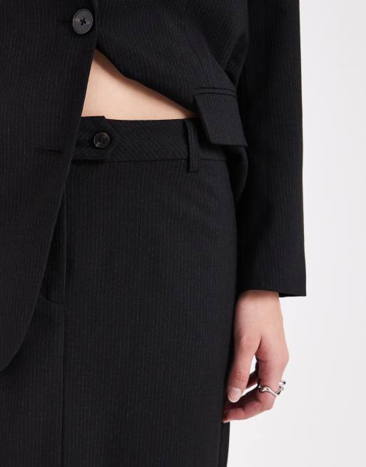 Vero Moda - Elegante maxirok met krijtstreep in zwart en wit, deel van co-ord set, 3 van 5