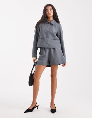Vero Moda - Elegante Shorts in grau meliert, Kombiteil