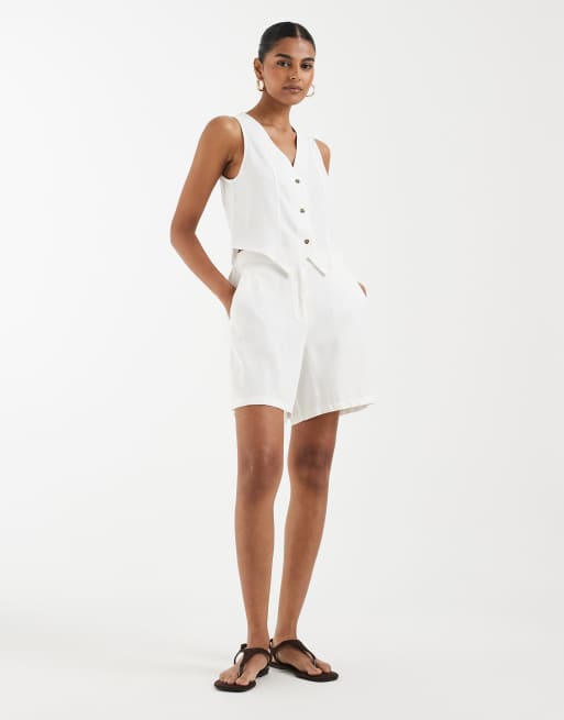 Vero Moda – Elegante Shorts in Weiß mit Leinen-Haptik, Kombiteil, 2 von 5