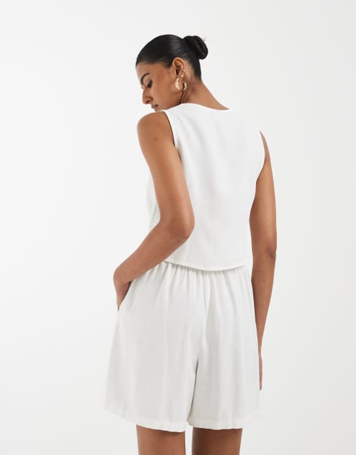 Vero Moda – Elegante Shorts in Weiß mit Leinen-Haptik, Kombiteil, 5 von 5