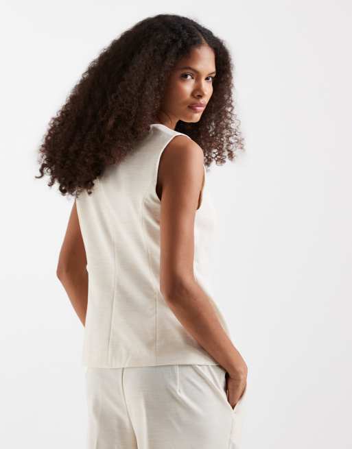 Vero Moda – Elegante Weste in Cremeweiß mit eingekerbtem Ausschnitt, Kombiteil, 4 von 4