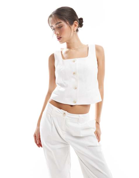 Vero Moda – Elegante Weste in Weiß mit eckigem Ausschnitt, Kombiteil - view 1
