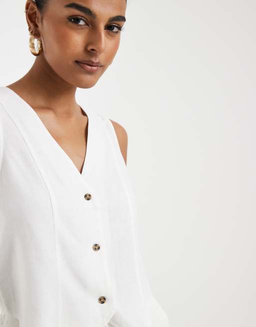 Vero Moda – Elegante Weste in Weiß mit Leinen-Haptik, Kombiteil, 3 von 4
