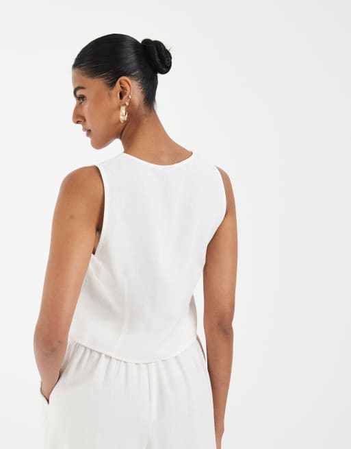 Vero Moda – Elegante Weste in Weiß mit Leinen-Haptik, Kombiteil, 4 von 4