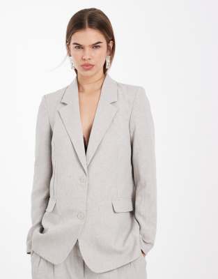 Vero Moda - Eleganter Blazer in Natur mit Leinenanteil, Kombiteil-Neutral