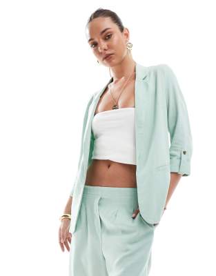 Vero Moda - Eleganter Blazer in Salbeigrün mit Leinenanteil, Kombiteil