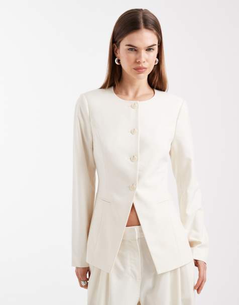 Vero Moda – Eleganter, figurbetonter Blazer in Cremeweiß ohne Kragen, Kombiteil - view 1