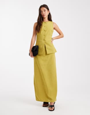 Vero Moda - Eleganter Maxirock in Chartreuse, Kombiteil-Grün