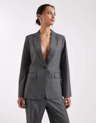 Vero Moda - Eleganter Oversize-Blazer in meliertem Dunkelgrau, Kombiteil