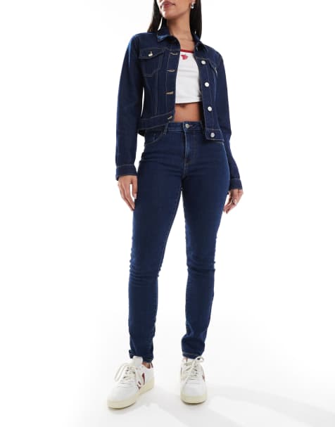 Vero Moda Elly mid rise skinny jeans in medium blue denim