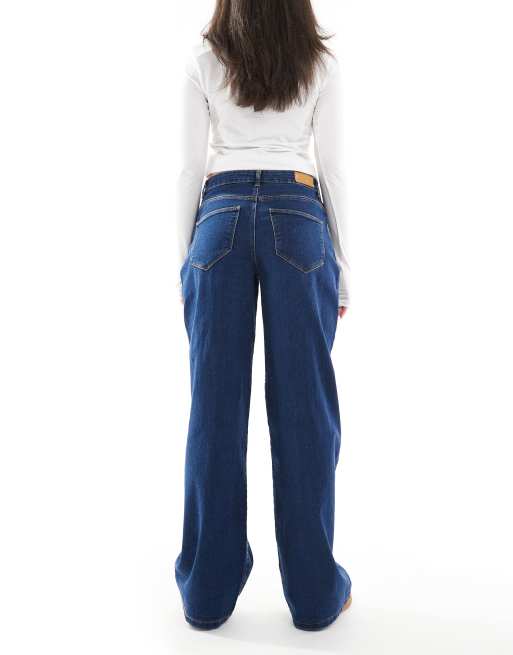 Vero Moda Elly wide leg jeans in dark blue denim, 3 of 5