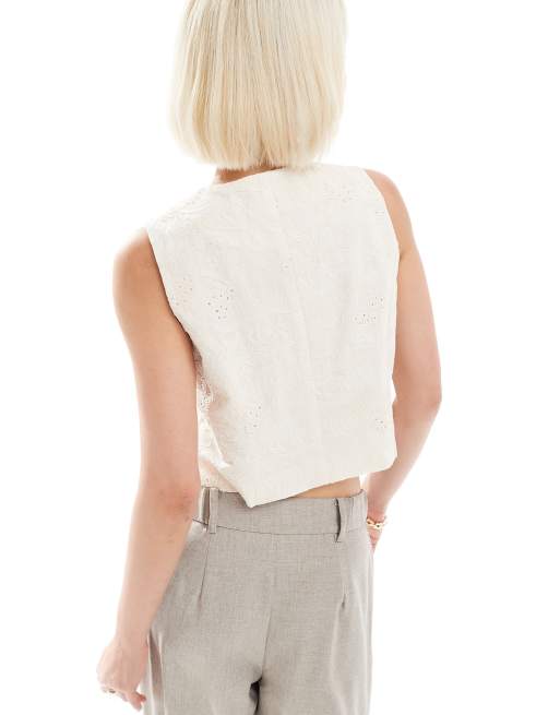 Vero Moda embroidered vest in cream, 2 of 4