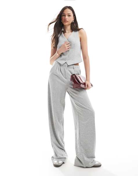 Vero Moda - Ensemble avec top style veston en jersey et pantalon - Gris chiné - view 1