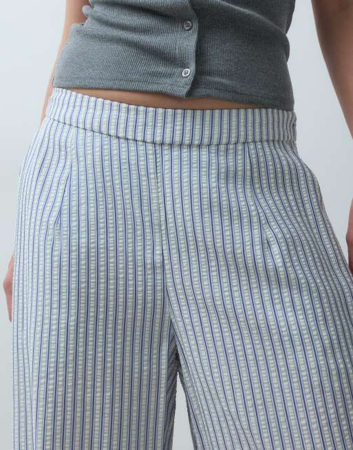 Vero Moda ensemble coordonné pantalon large texturé à rayures bleues, 4 de 5