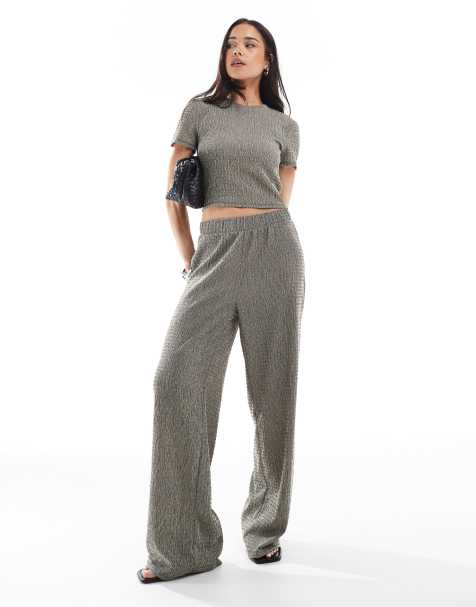 Vero Moda - Ensemble en jersey texturé avec pantalon et top teints par section - Noir et blanc - view 1