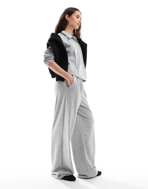Vero Moda - Ensemble pantalon de jogging large et gilet de costume en jersey - Gris chiné - view 1