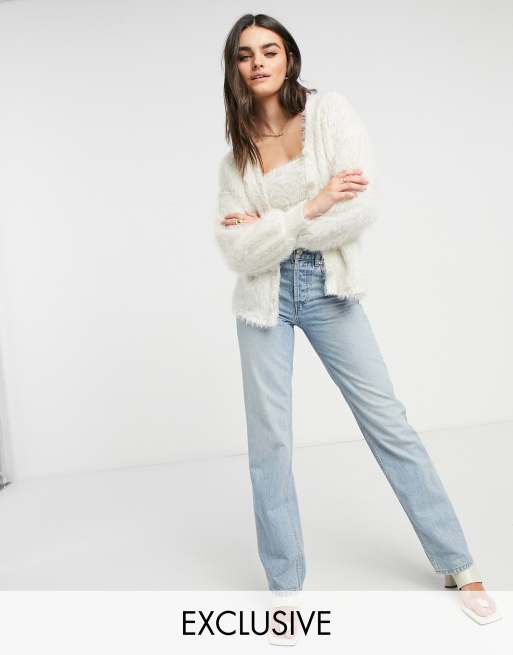 endnu engang hvordan mikro Vero Moda Exclusive fluffy coordinating cardigan in cream | ASOS