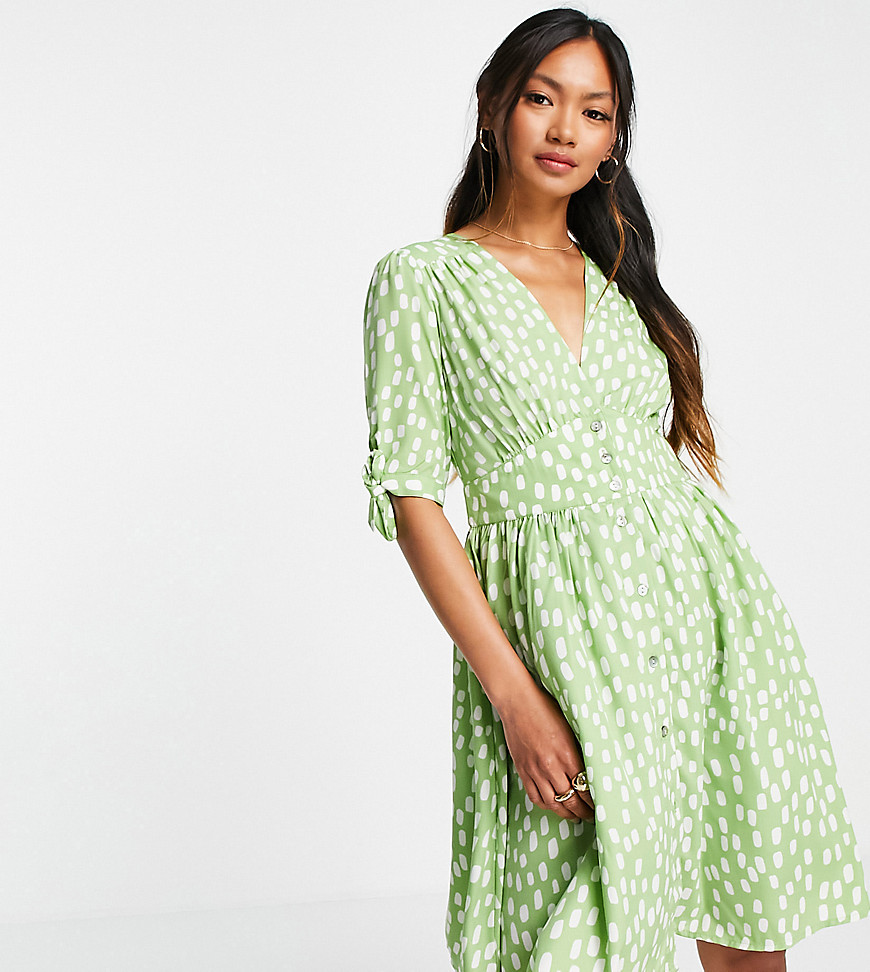Vero Moda Exclusive Mini Tea Dress In Green Spot Print