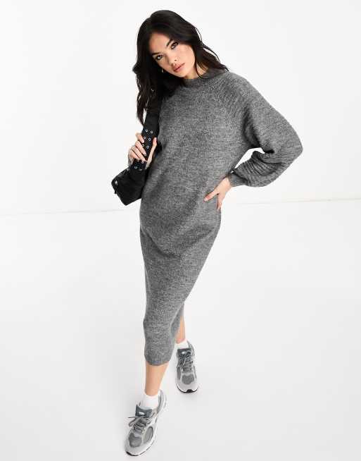 Vero Moda high neck sweater dress in dark gray