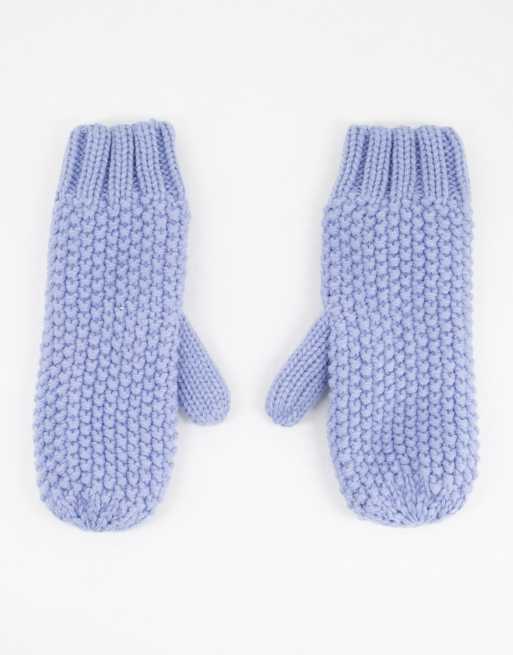 Vero Moda – Fäustlinge aus grobem Strick in Blau