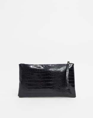 black croc clutch bag