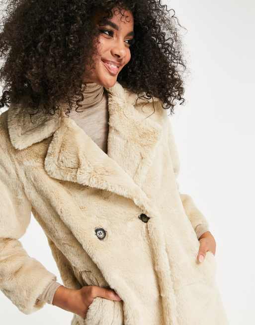 Niet meer geldig Bezighouden Zwerver Vero Moda faux fur coat in beige | ASOS