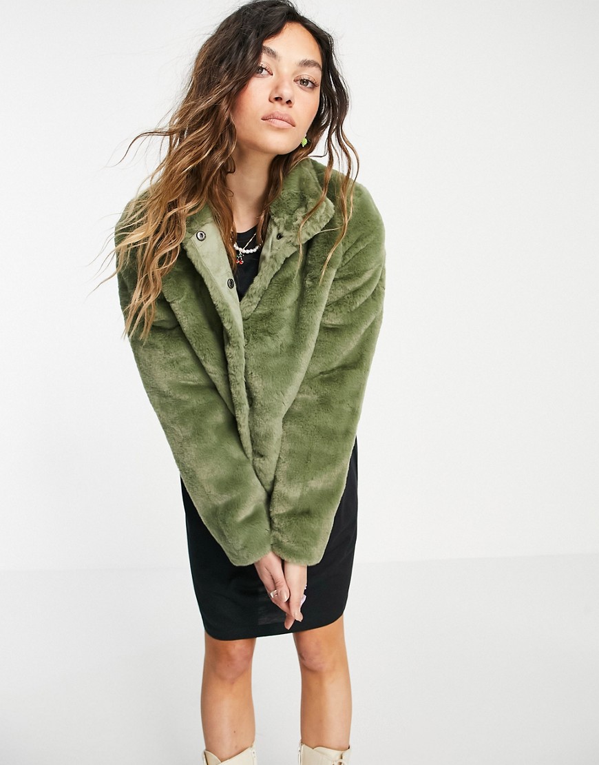 Ik wil niet Overlappen Einde Vero Moda Faux Fur Coat In Khaki-green | ModeSens