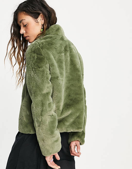 Vejnavn hvad som helst Sparsommelig Vero Moda faux fur coat in khaki | ASOS