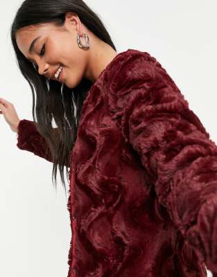 wine fur coat