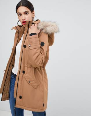 vero moda petite faux fur hooded parka