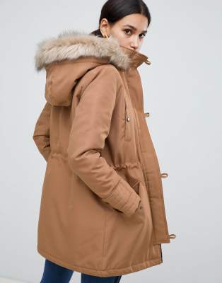 vero moda faux fur hooded parka