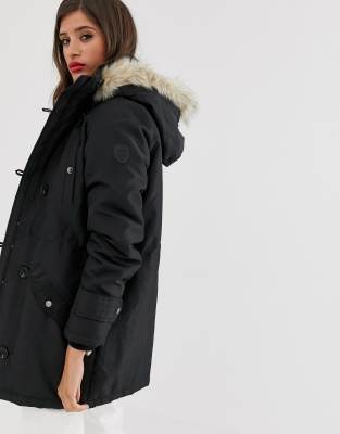 vero moda petite faux fur hooded parka