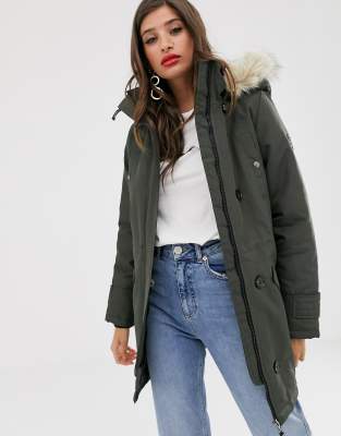 parka with faux fur hood