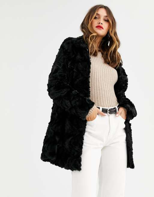 Vero moda faux 2025 fur coat black