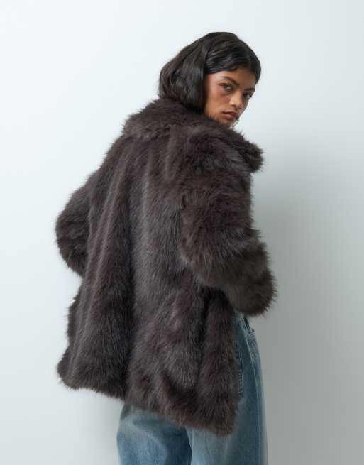 Vero Moda faux fur jacket in chocolate brown, 5 of 5