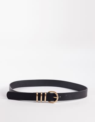 Vero Moda Faux Leather Belt With Multi Keeper In Black