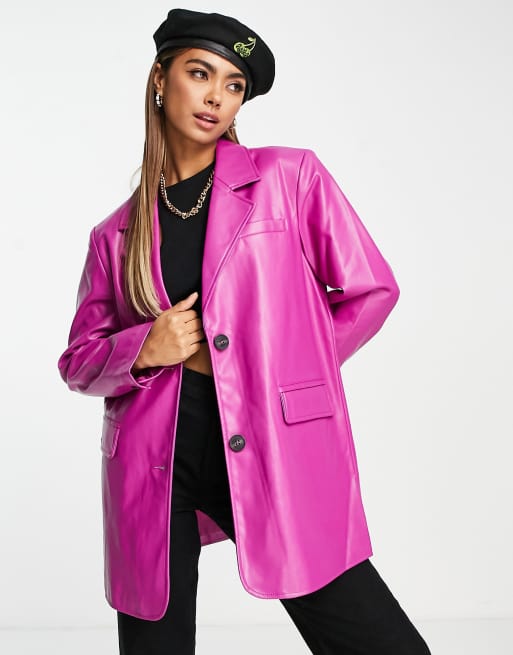 Vero Moda faux leather chuck on jacket in pink