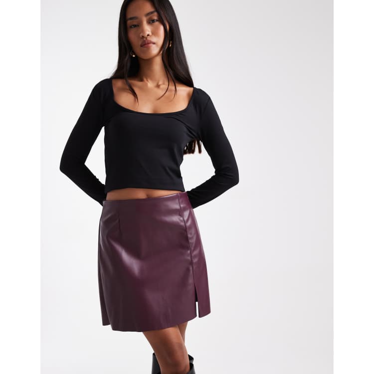 vero moda faux leather dress Vero Moda Womens Black Long Sleeve Faux Leather Mini Dress Size M