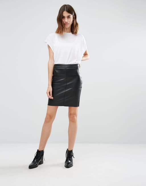 Asos white shop leather skirt