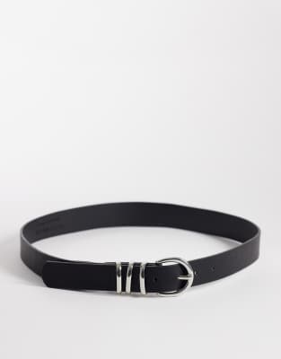 Vero Moda Faux Leather Silver Buckle Belt In Black