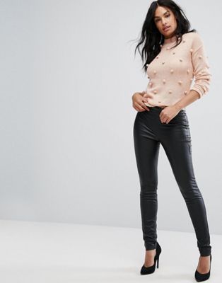 faux leather stretch pants