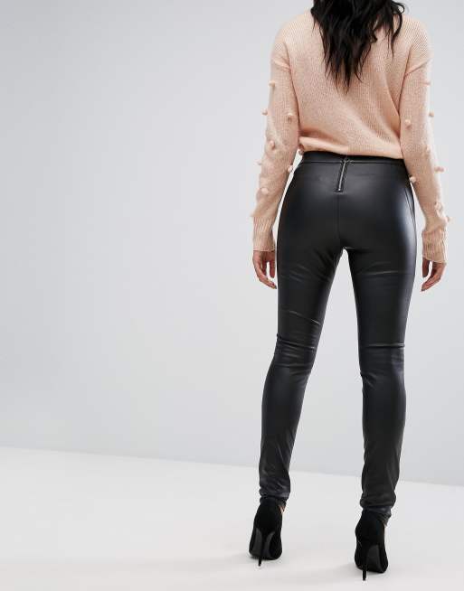 Forberedende navn katastrofe liste Vero Moda faux leather stretch trousers | ASOS