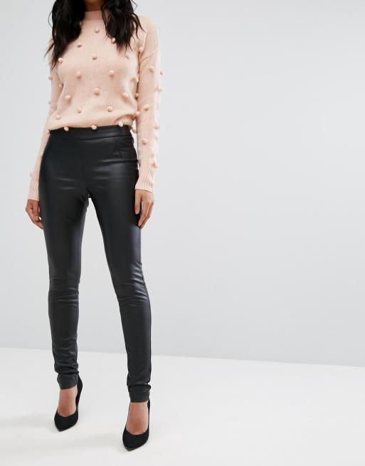 Vero moda leather on sale trousers