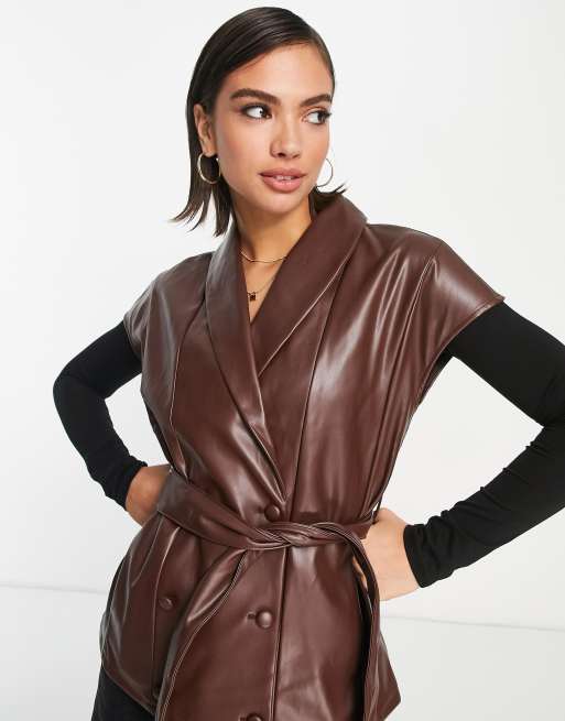 Faux leather vest sale